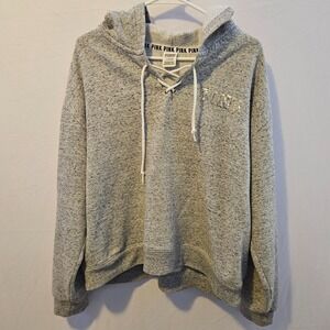 Victoria's Secret PINK Bling Lightweight Sequin Gray Pullover Laced Size L
